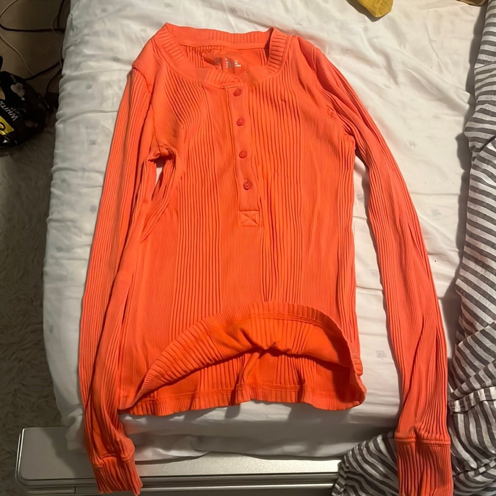 orange long sleeve with buttons from aerie